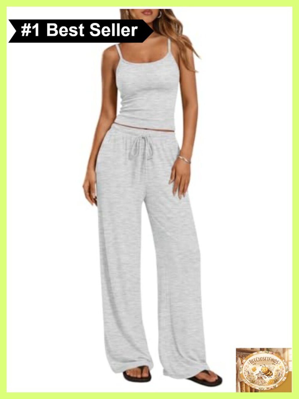 Rayon Spandex 2 Piece Lounge Set Camisole Top Wide Leg Pants